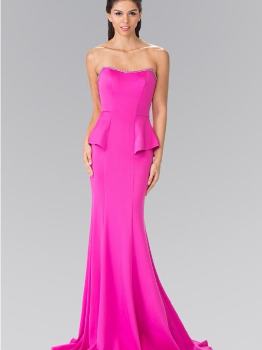 GLS Collective Hot Pink Strapless Peplum Mermaid Gown